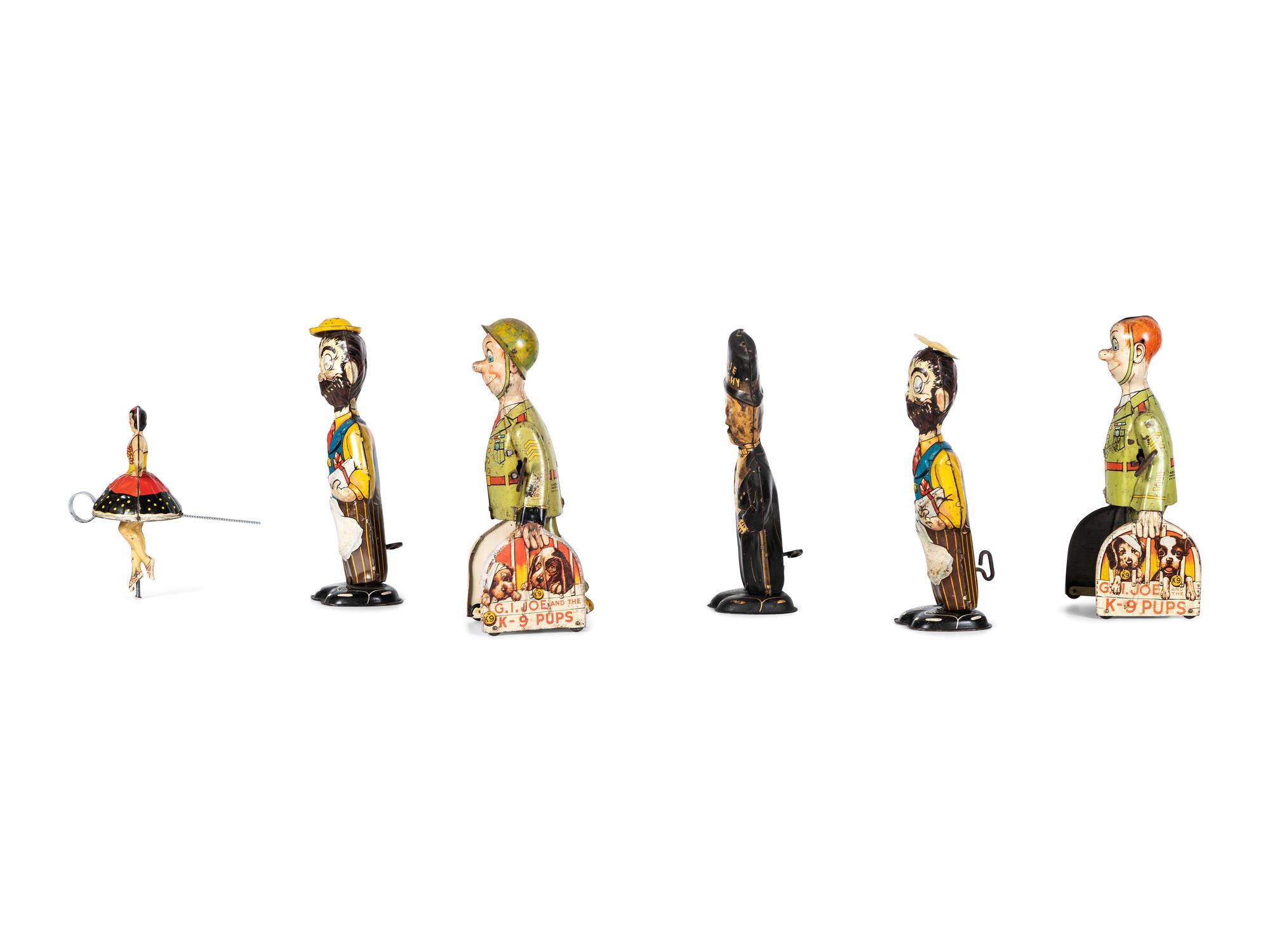 Five Tin Lithograph Figural Windup Toys