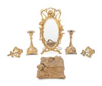 Six Art Nouveau Gilt Metal Articles