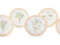 A Set of Eight Royal Copenhagen Flora Danica Porcelain Bread Plates