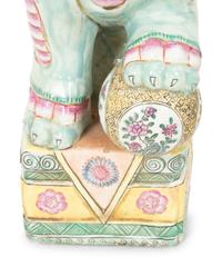 A Pair of Chinese Glazed Ceramic Seated Foo Lions