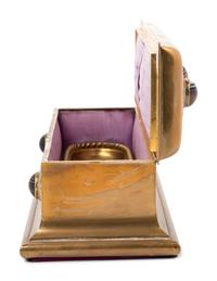 A Continental Agate-Inset Brass Box