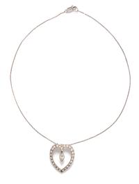 A White Gold and Diamond Heart Pendant/Necklace,