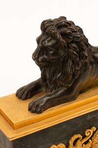 A Pair of French Bronze Lion Chenets