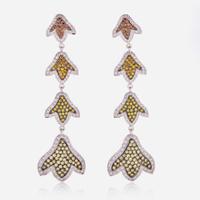 A Pair of 18K White Gold and Multi-Color Diamond Earrings