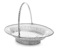 A George III Silver Basket, Charles Aldridge & Henry Green, London, 1778, of oval form, the body and foot with wreath and vine pierce d