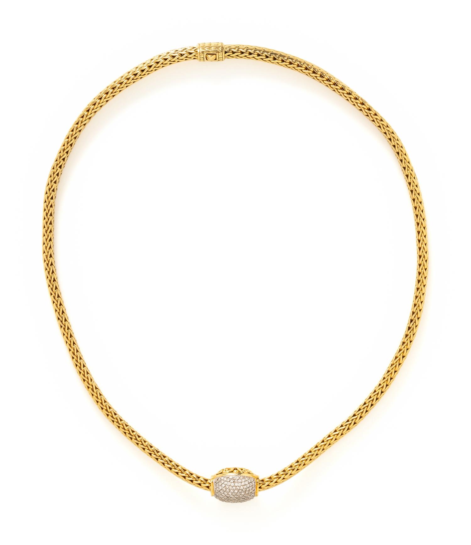 JOHN HARDY, BICOLOR GOLD AND DIAMOND NECKLACE