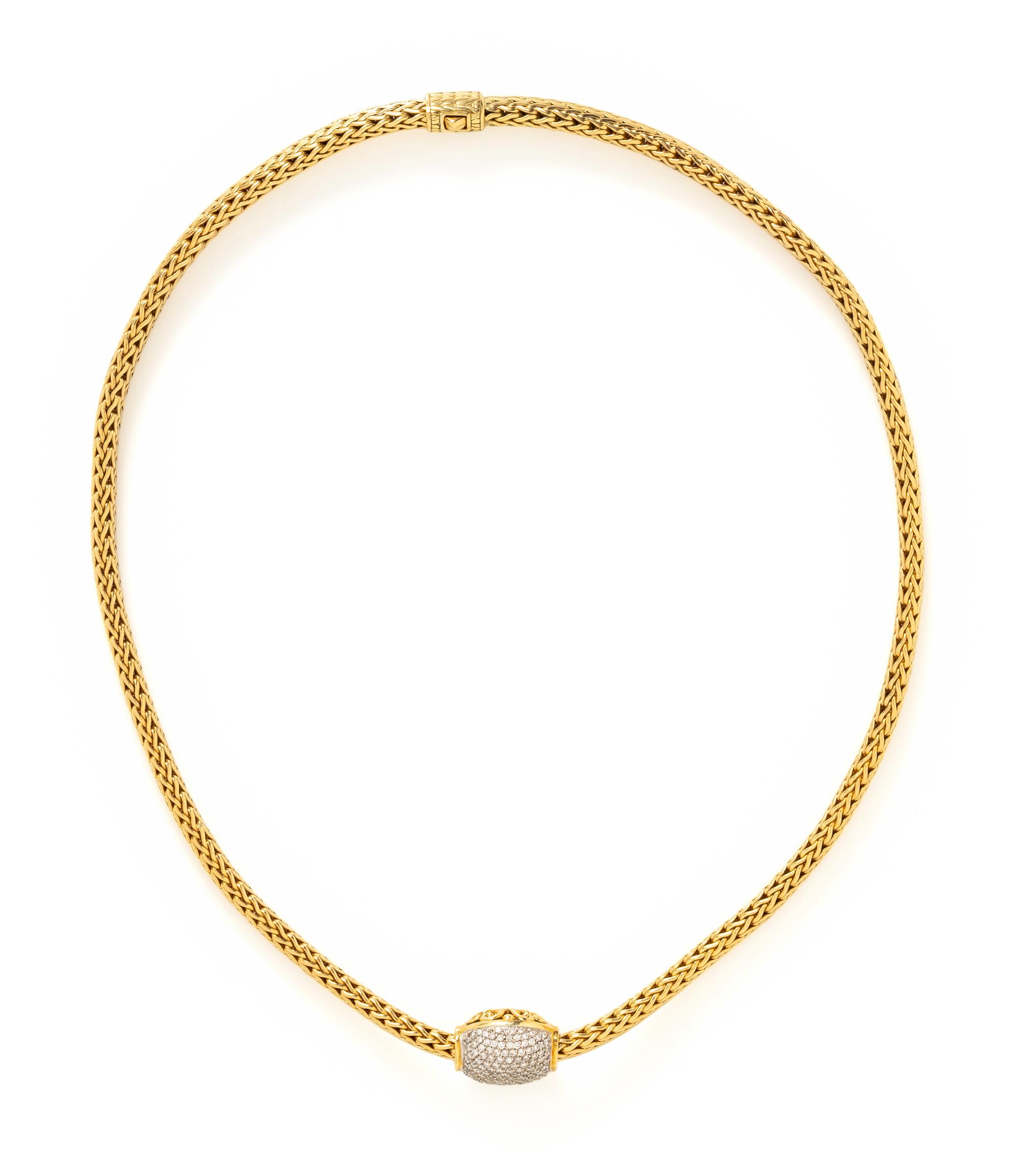 JOHN HARDY, BICOLOR GOLD AND DIAMOND NECKLACE