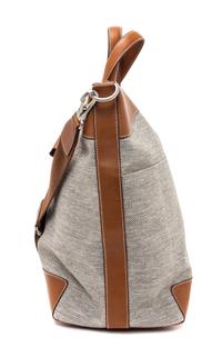 An Hermes Ecru Canvas and Fawn Barenia Calfskin Caleche-Express Medium Tote, 15.3" 14.1" 7.8".