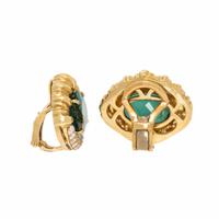 Lois Sasson, Yellow Gold, Green Tourmaline, and Diamond Earrings