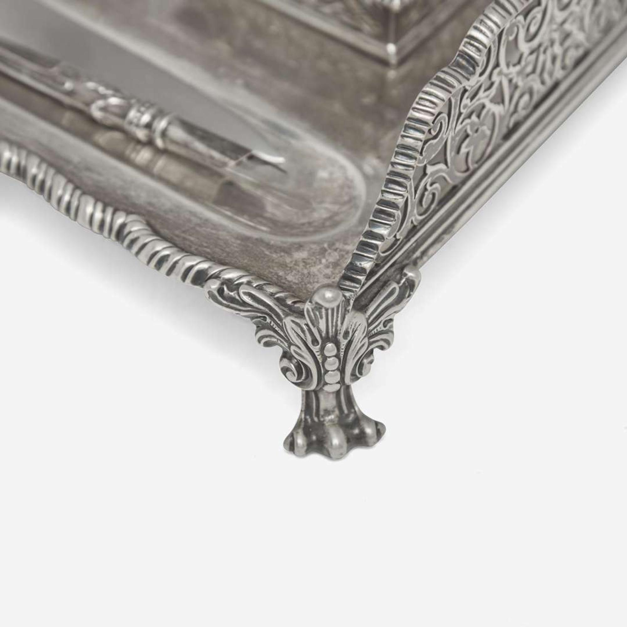 An assorted group of sterling silver, silverplated, and sterling-silver mounted faux tortoiseshell desk items Various makers, various dates ranging late 19th century - 1930