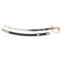 English Import 1796 Cavalry Officers Style Saber with Blue & Gilt Blade & Checkered Grip For the American Market
