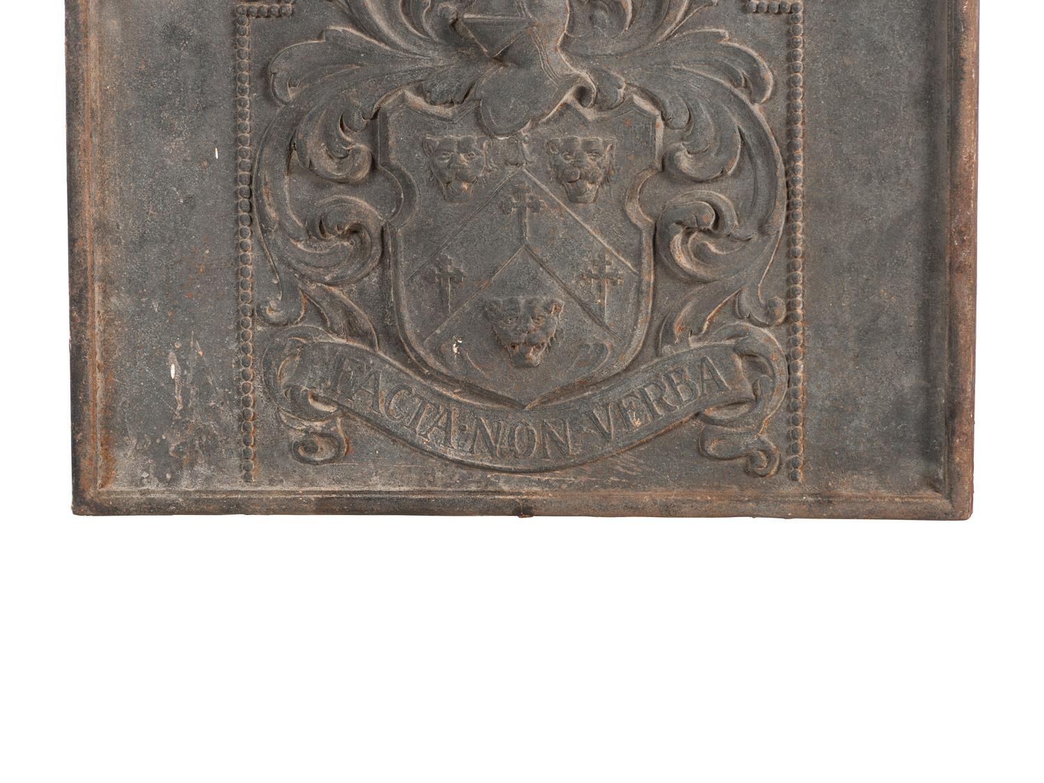 An English Cast Iron Armorial Fire Back