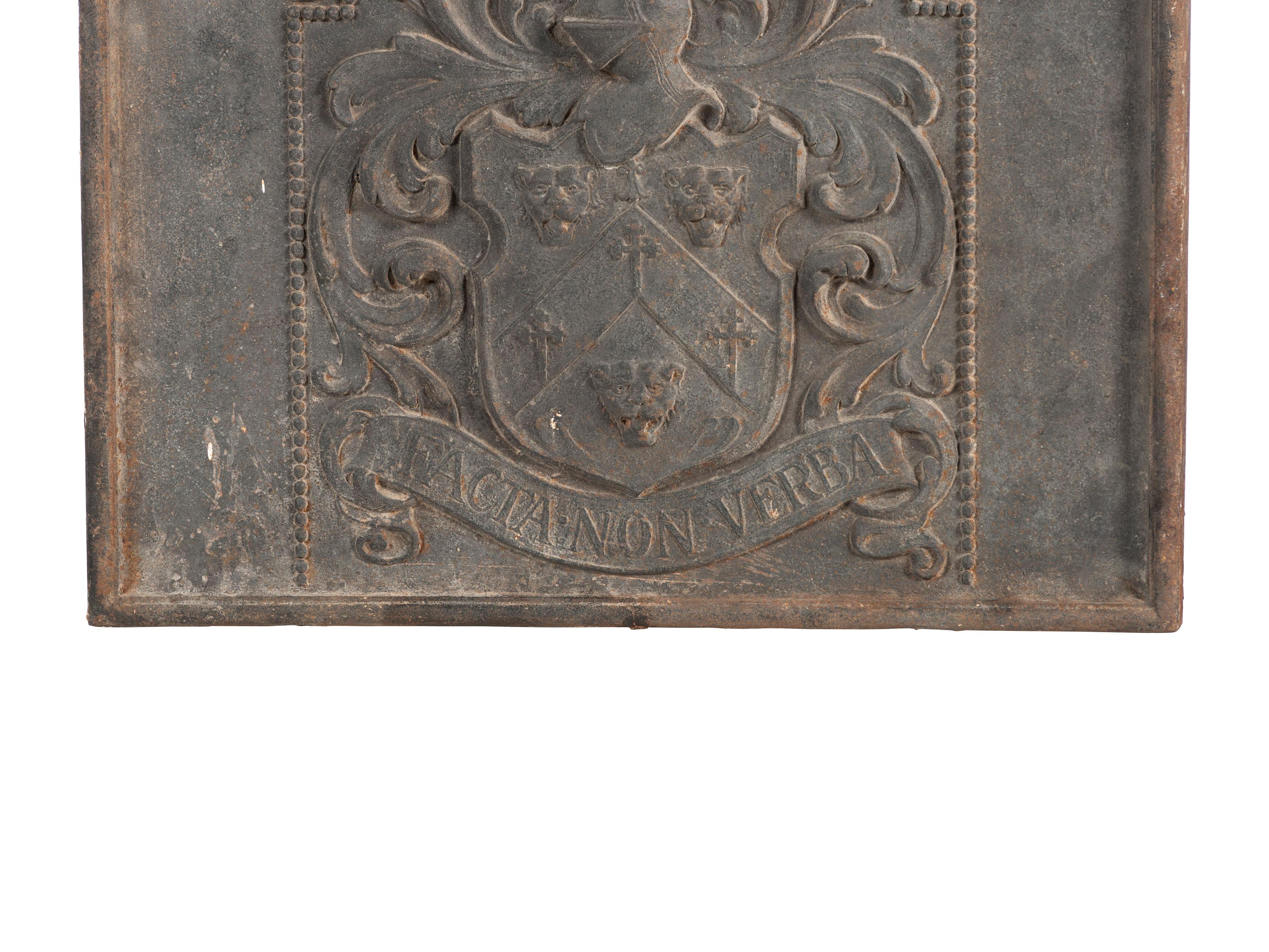 An English Cast Iron Armorial Fire Back