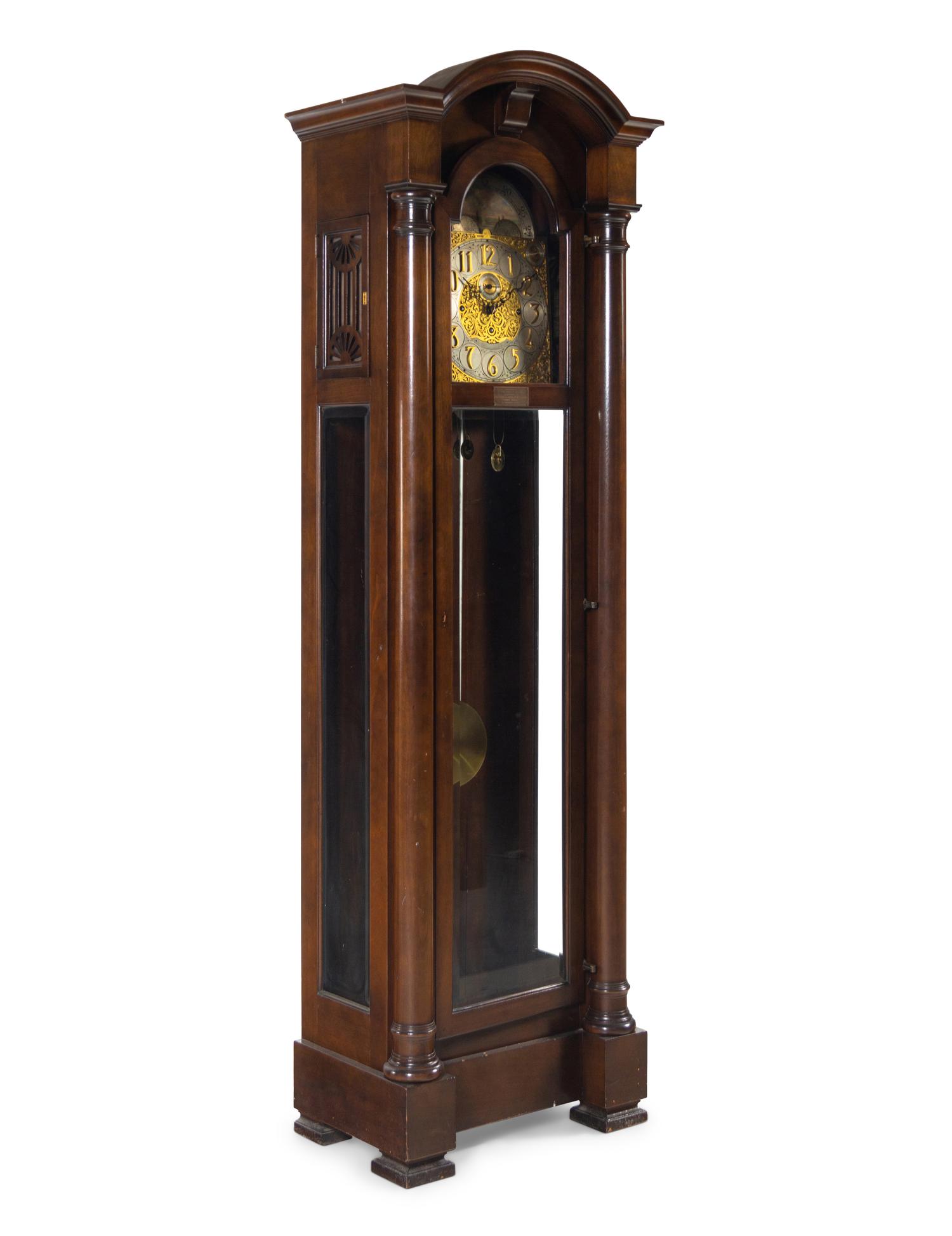 A Waltham Mahogany Four-Tube Tall Case Clock