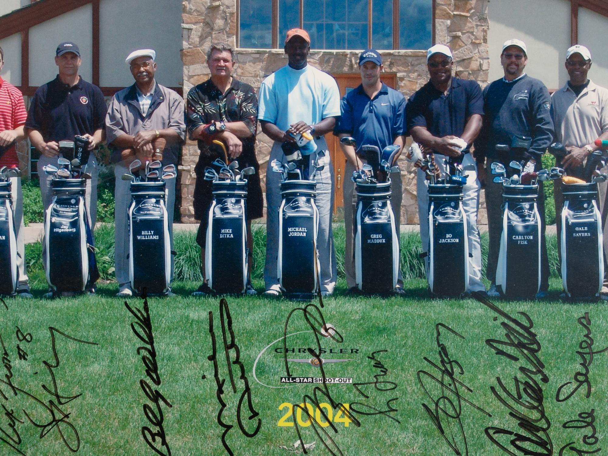 A 2004 Chrysler Golf Shootout Chicago Sports Stars Multi Signed Autograph Photo Including Michael Jordan (Beckett Authentication Services Letter BAS Certified),
