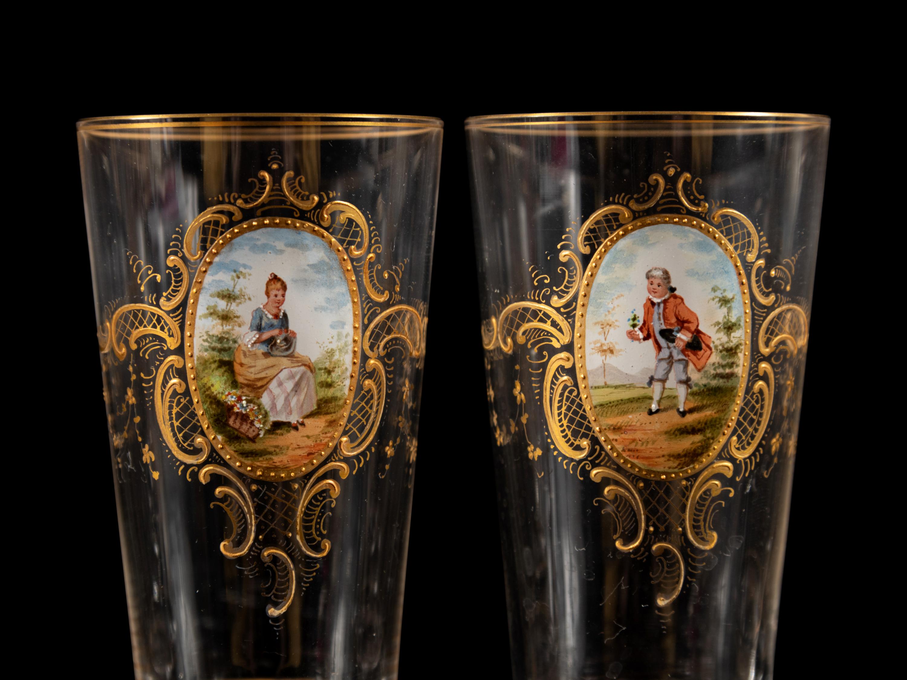A Set of Twelve Italian Parcel-Gilt and Enamel Decorated Glass Tumblers