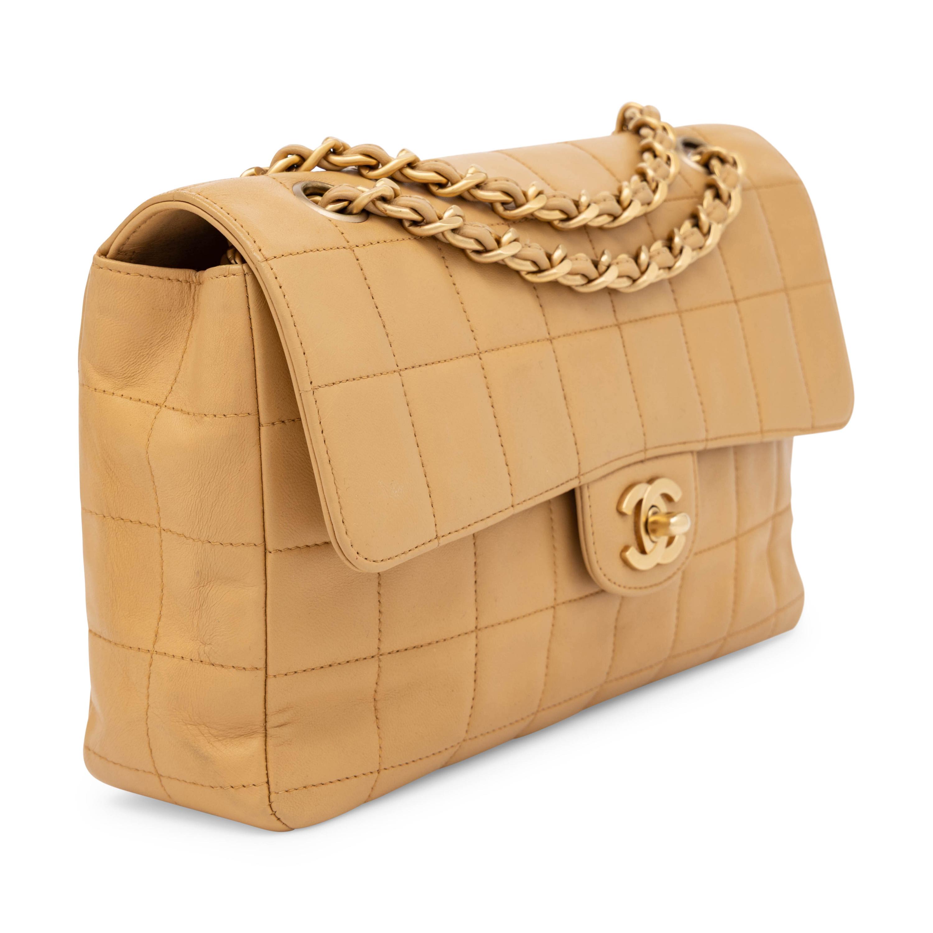 Chanel, Chocolate Bar Flap Bag in Tan Leather