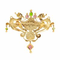 GARNET AND DIAMOND GRIFFIN PENDANT BROOCH