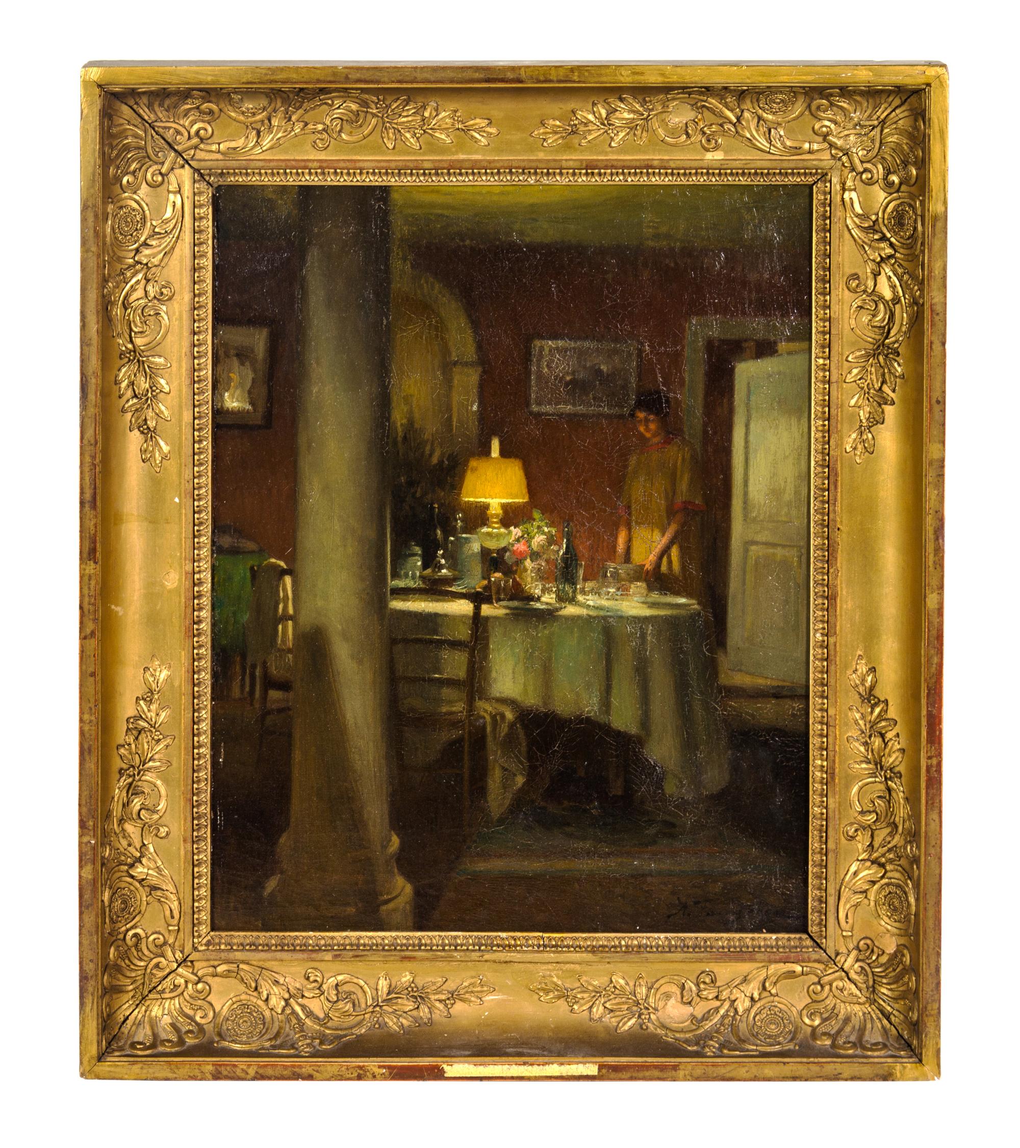 Adolphe Faugeron, (French, 1866-1944), Lamplight