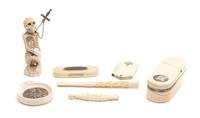 A Collection of Ivory and Bone Articles, Length of longest 5 5/8 inches.