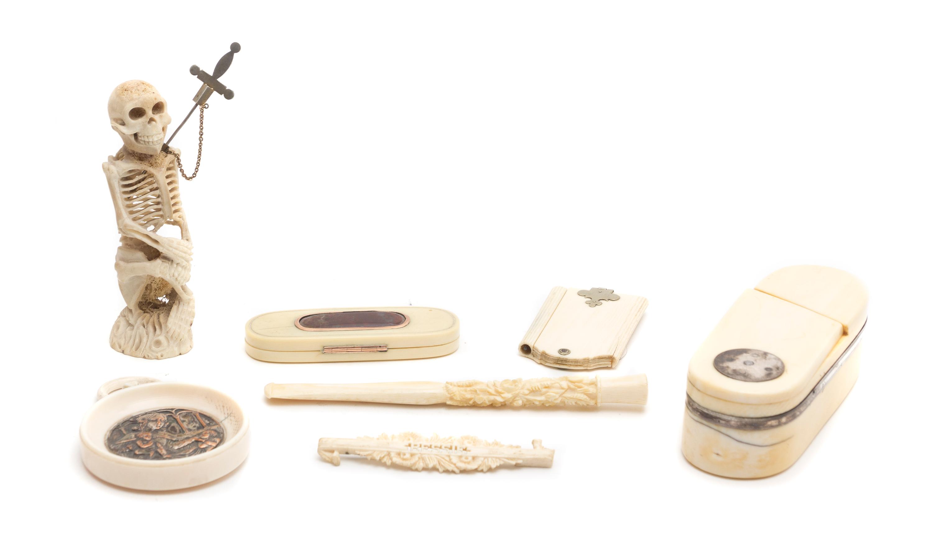A Collection of Ivory and Bone Articles, Length of longest 5 5/8 inches.