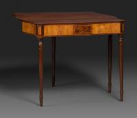 A Federal Birch Veneered and Inlaid Mahogany Game Table