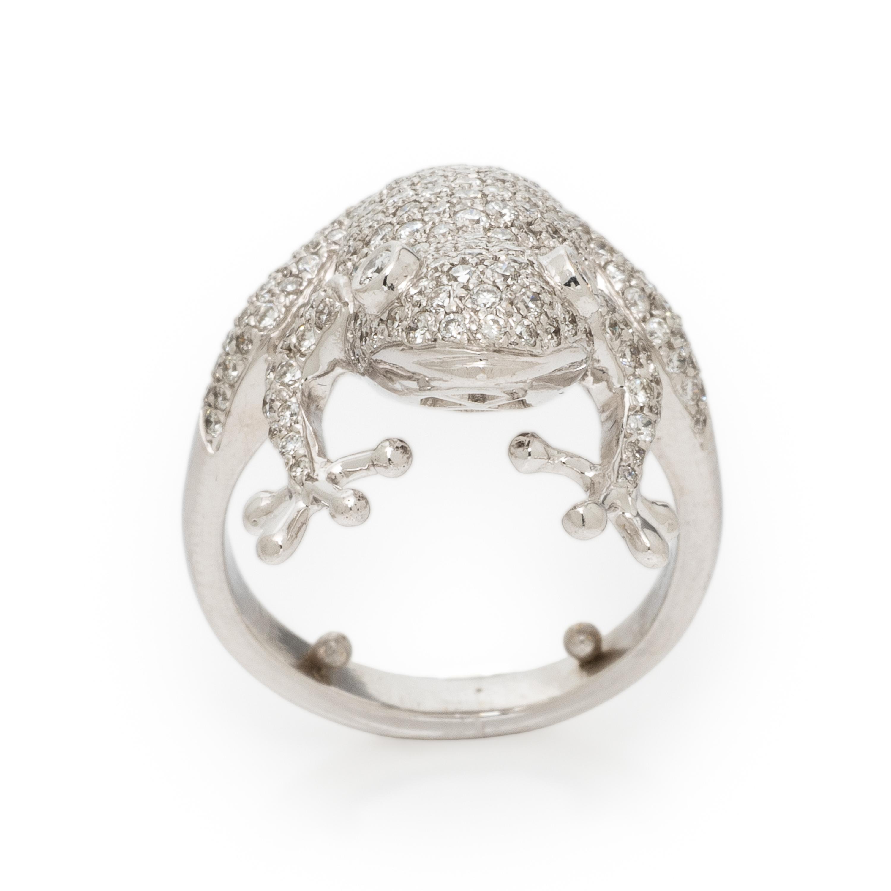 Diamond and White Gold Frog Ring