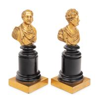 A Pair of Gilt and Patinated Bronze Busts