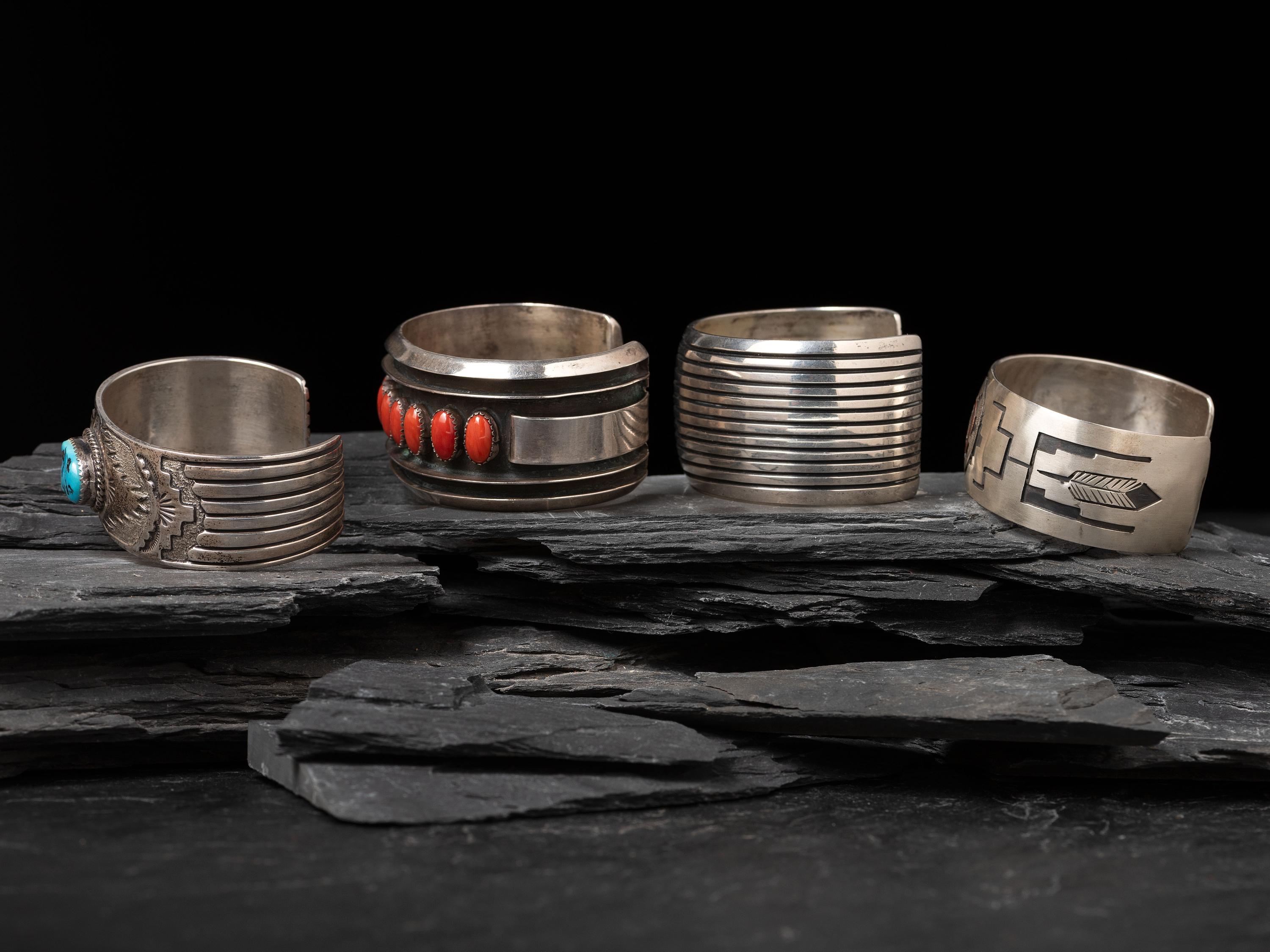 Four Navajo Silver Cuff Bracelets