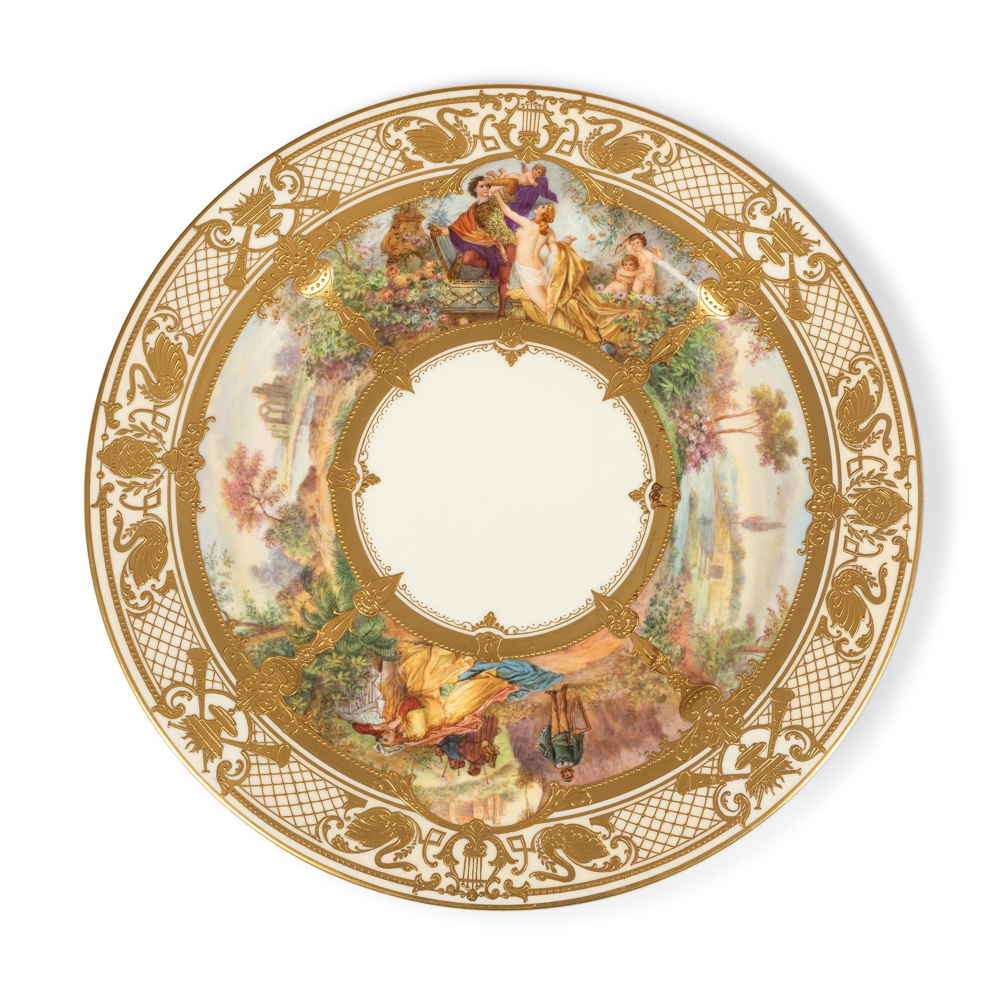 Eleven Dresden Ambrosius Lamm Porcelain Opera Cabinet Plates