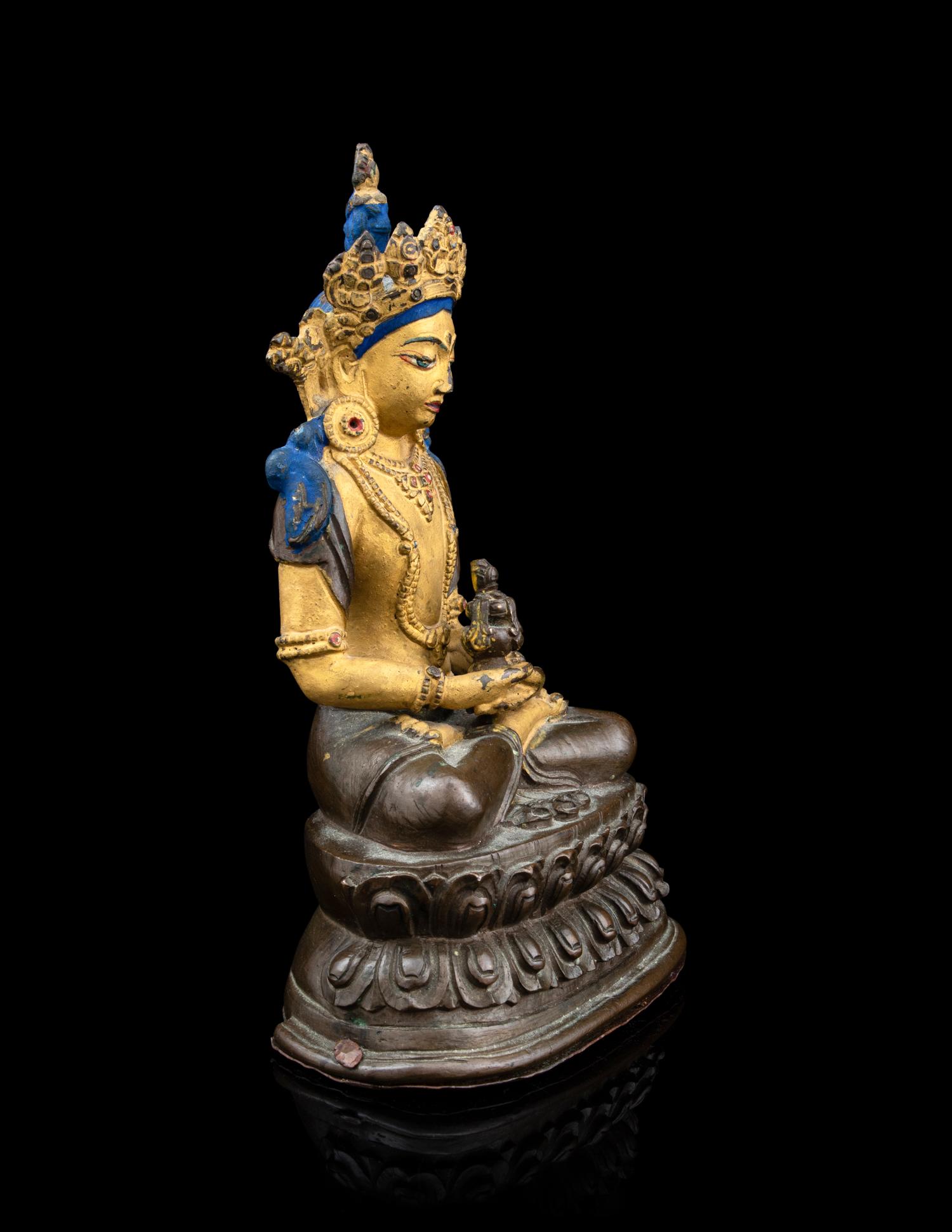 A Sino-Tibetan Parcel Gilt Bronze Figure of an Amitayus