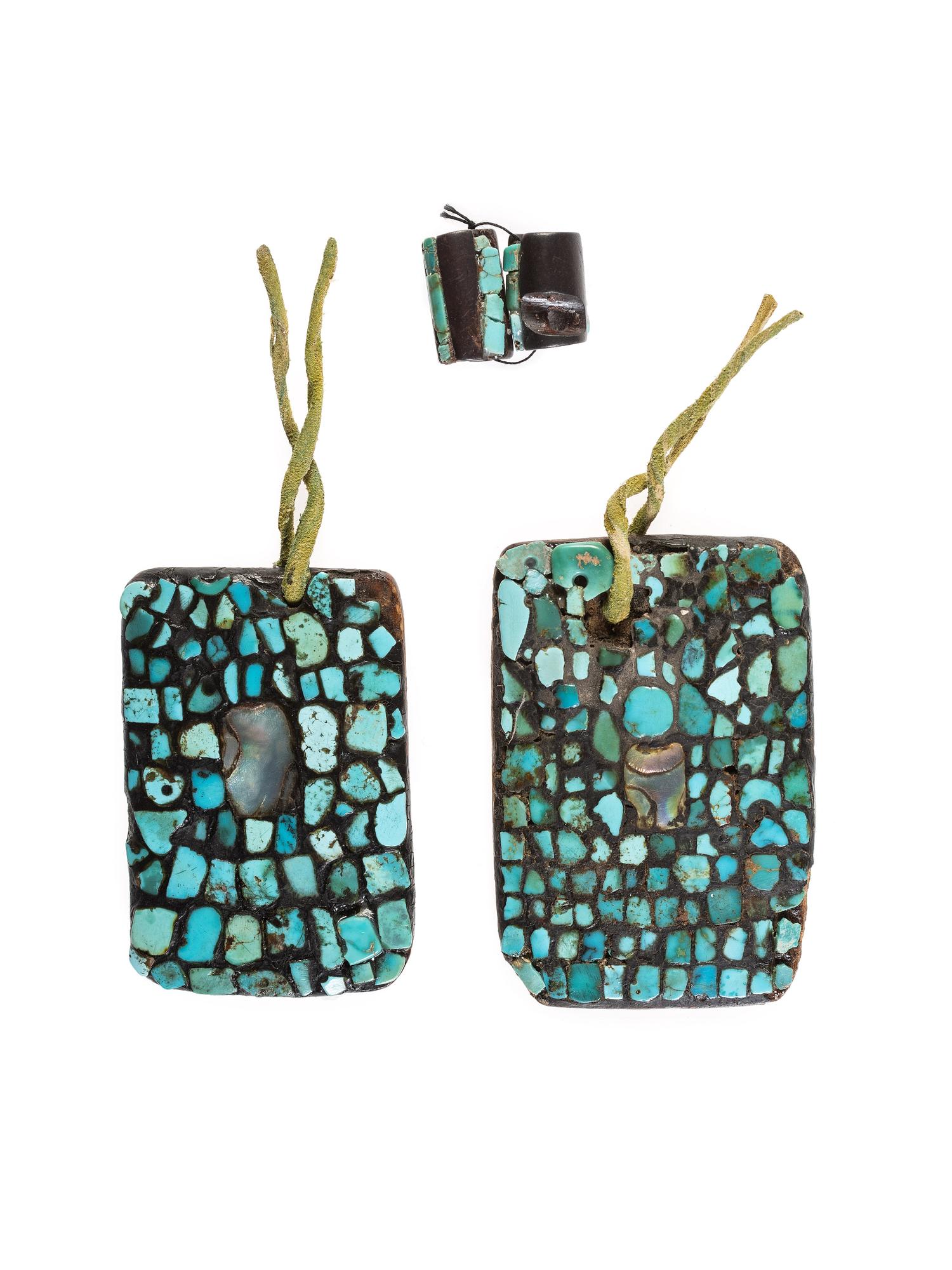 Early Pueblo Earrings and Ancestral Pueblo Beads, set with Turquoise