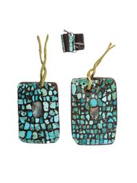 Early Pueblo Earrings and Ancestral Pueblo Beads, set with Turquoise