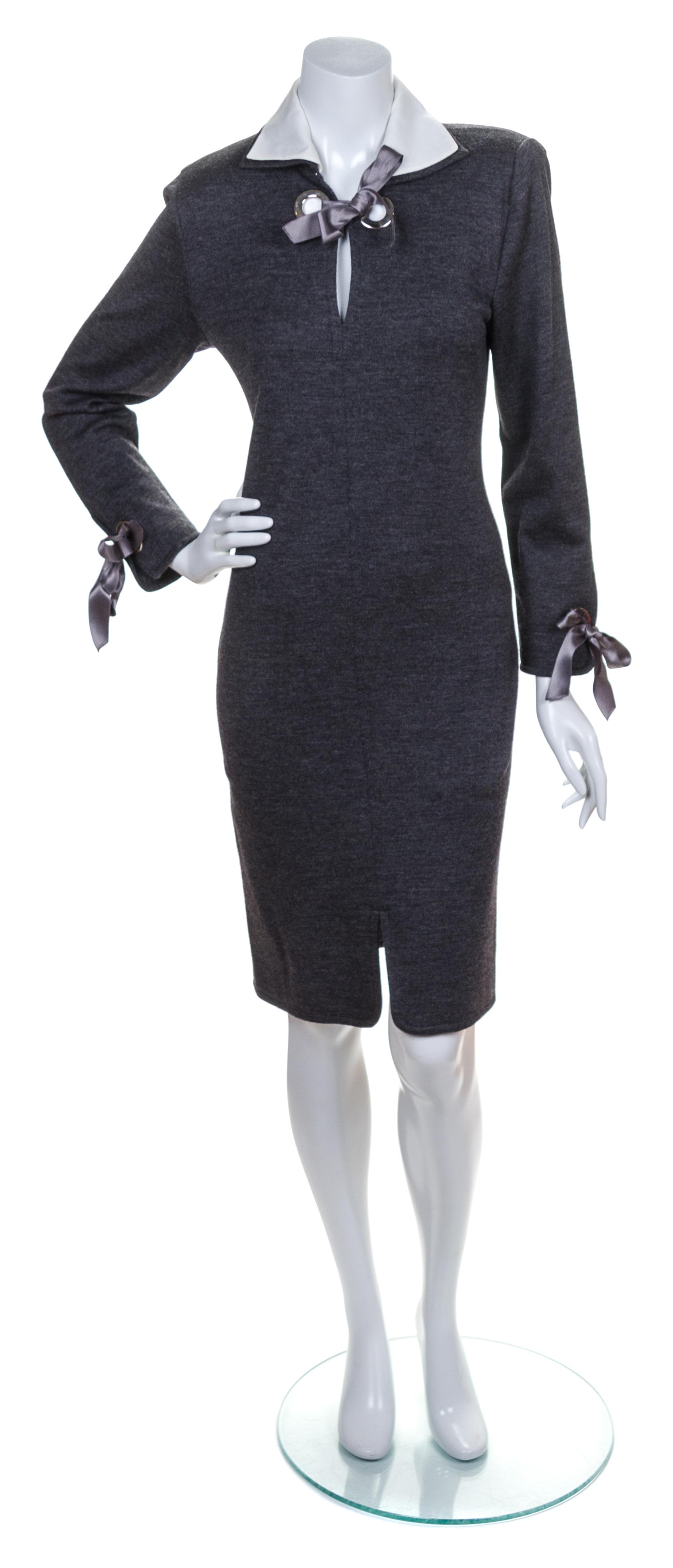 A Mila Schon Grey Wool Dress, Size 42.