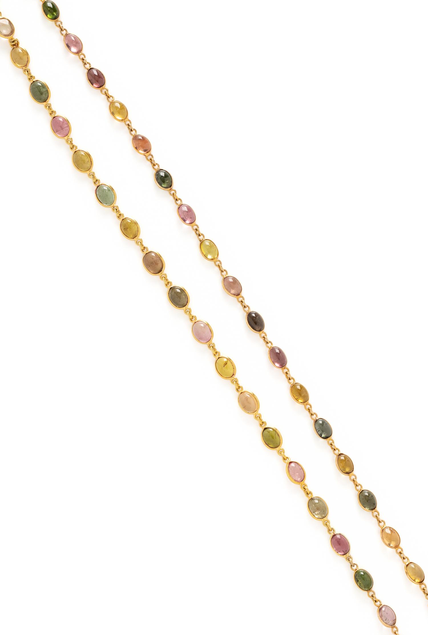 YELLOW GOLD AND MULTICOLOR TOURMALINE NECKLACE