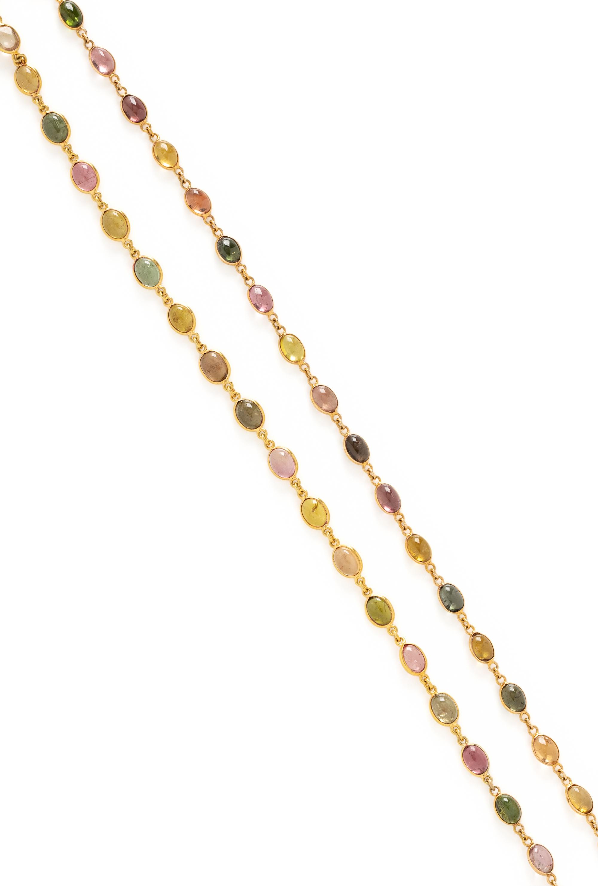 YELLOW GOLD AND MULTICOLOR TOURMALINE NECKLACE