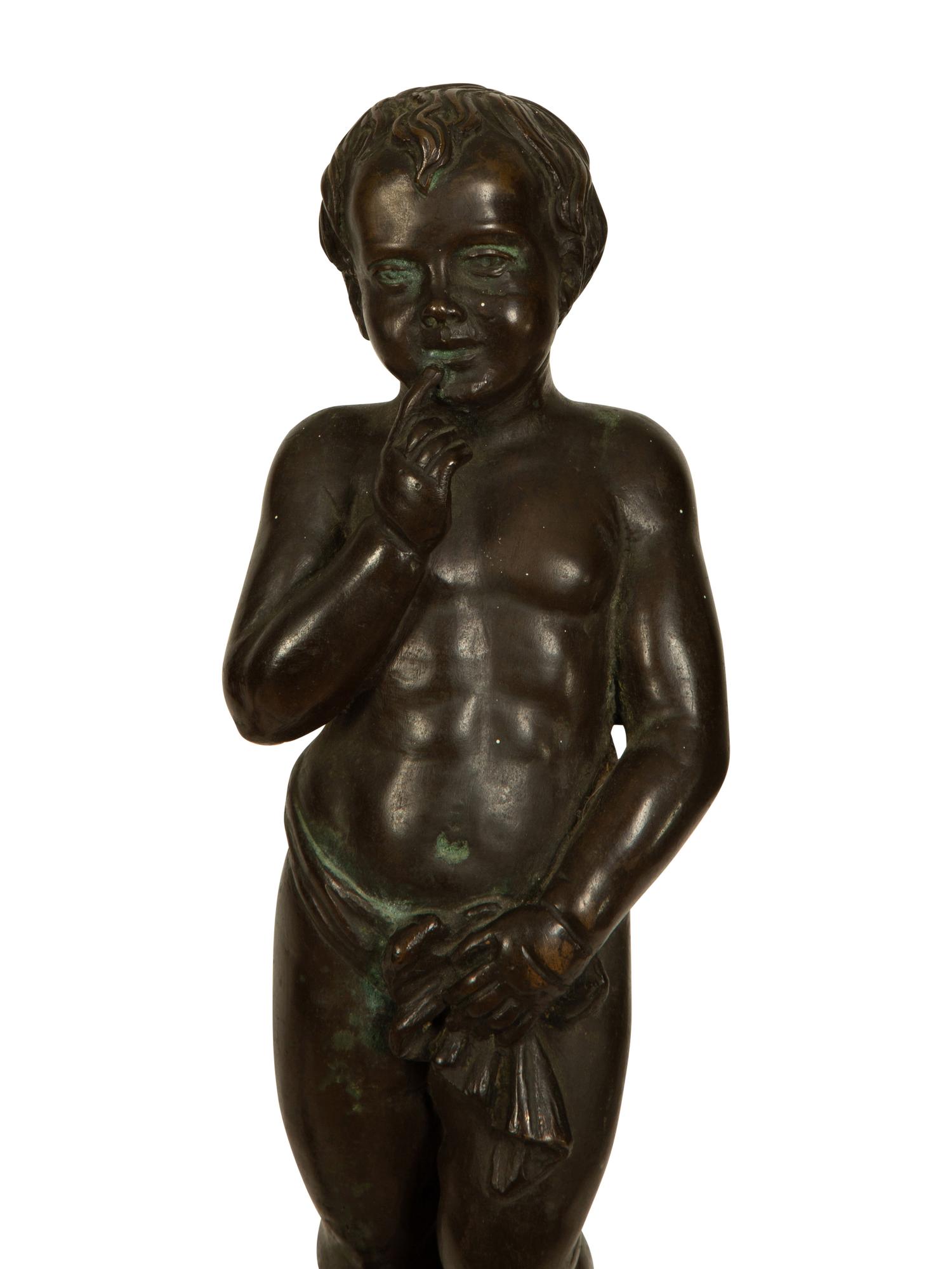 A Pair of Continental Baroque Style Bronze Figural Andirons — 19TH/20TH CENTURY