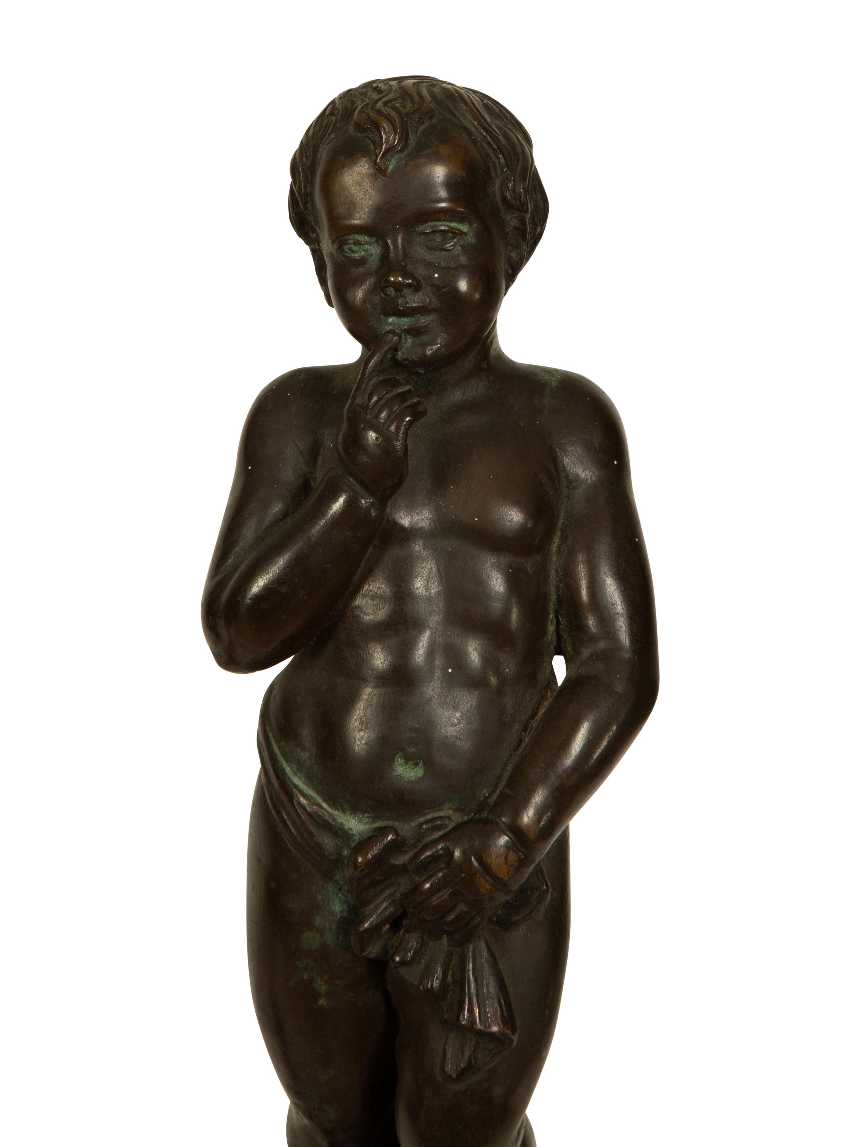 A Pair of Continental Baroque Style Bronze Figural Andirons — 19TH/20TH CENTURY
