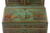 A George II Style Green and Gilt-Japanned Bureau Cabinet