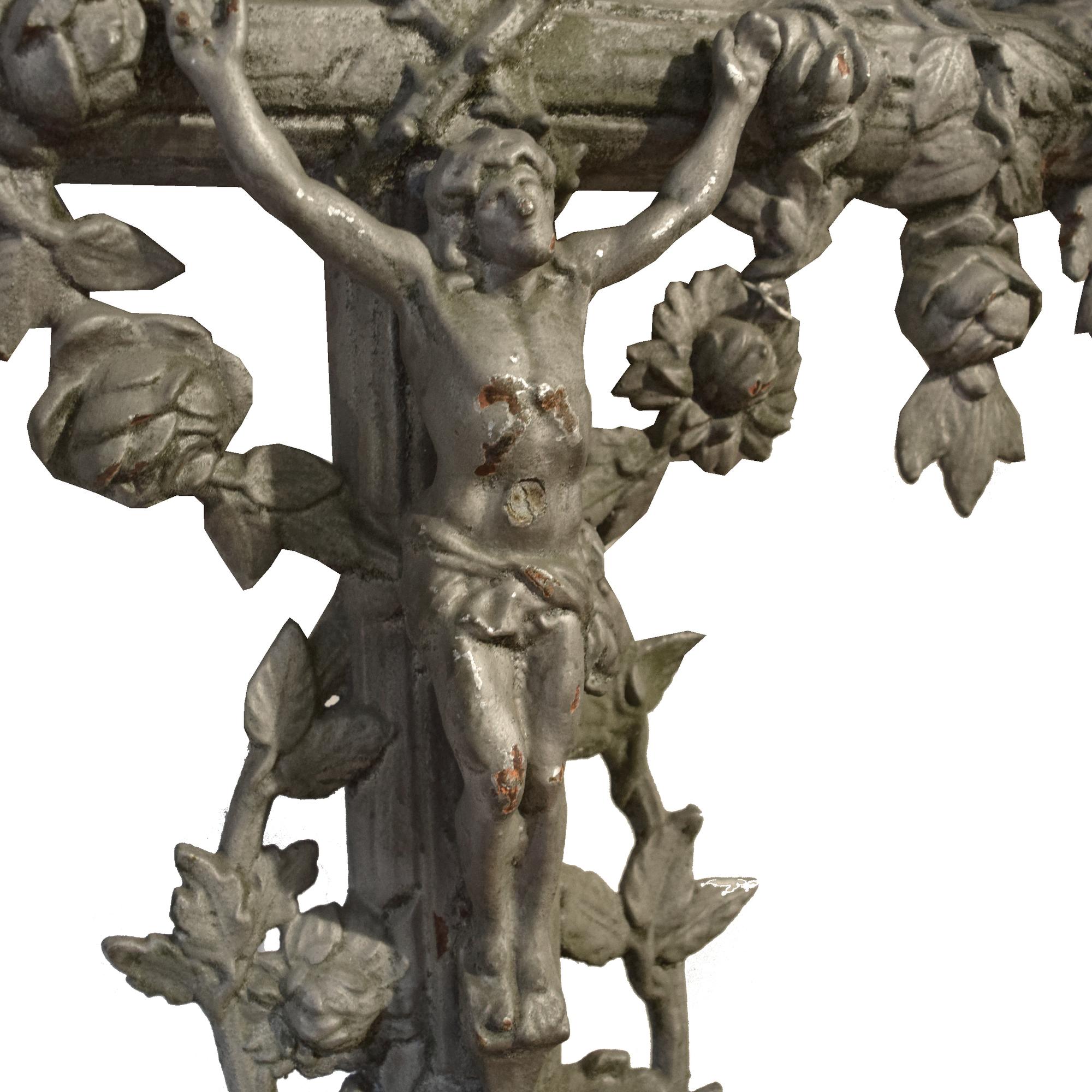 A Cast Iron Crucifix 27" W x 6" D x 56" H — France, Circa 1900