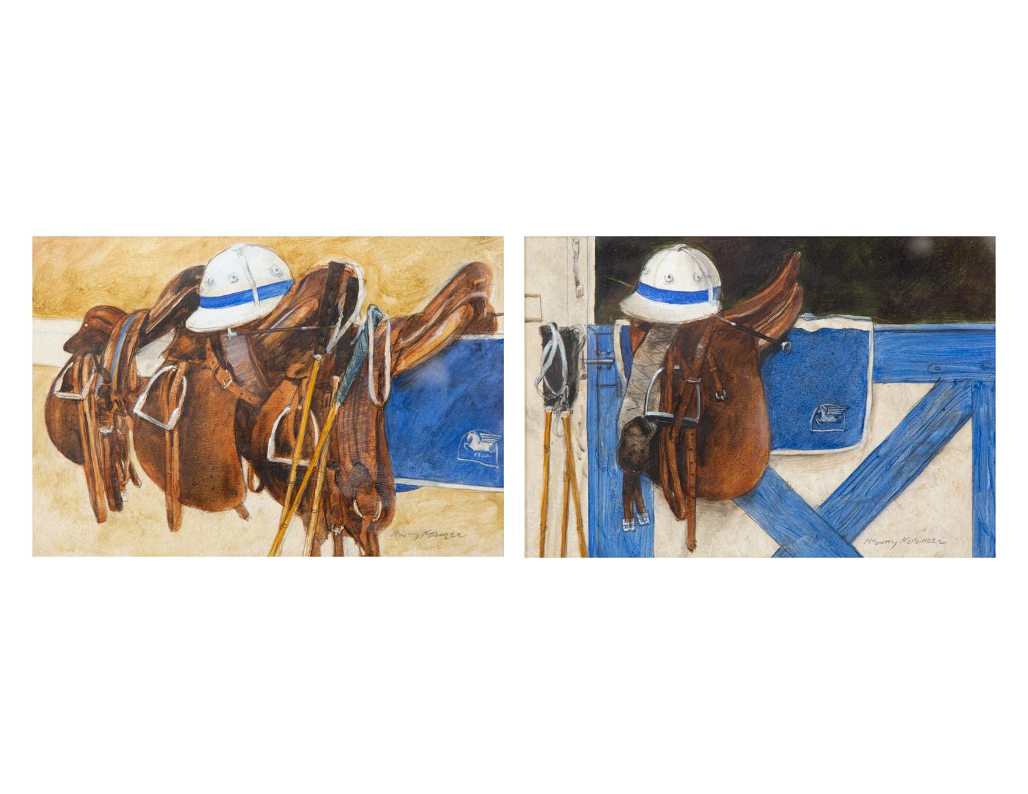 Polo Saddles and Helmet and Polo Barn Door (two works), 1994