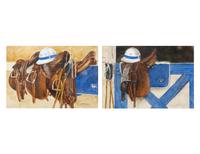 Polo Saddles and Helmet and Polo Barn Door (two works), 1994