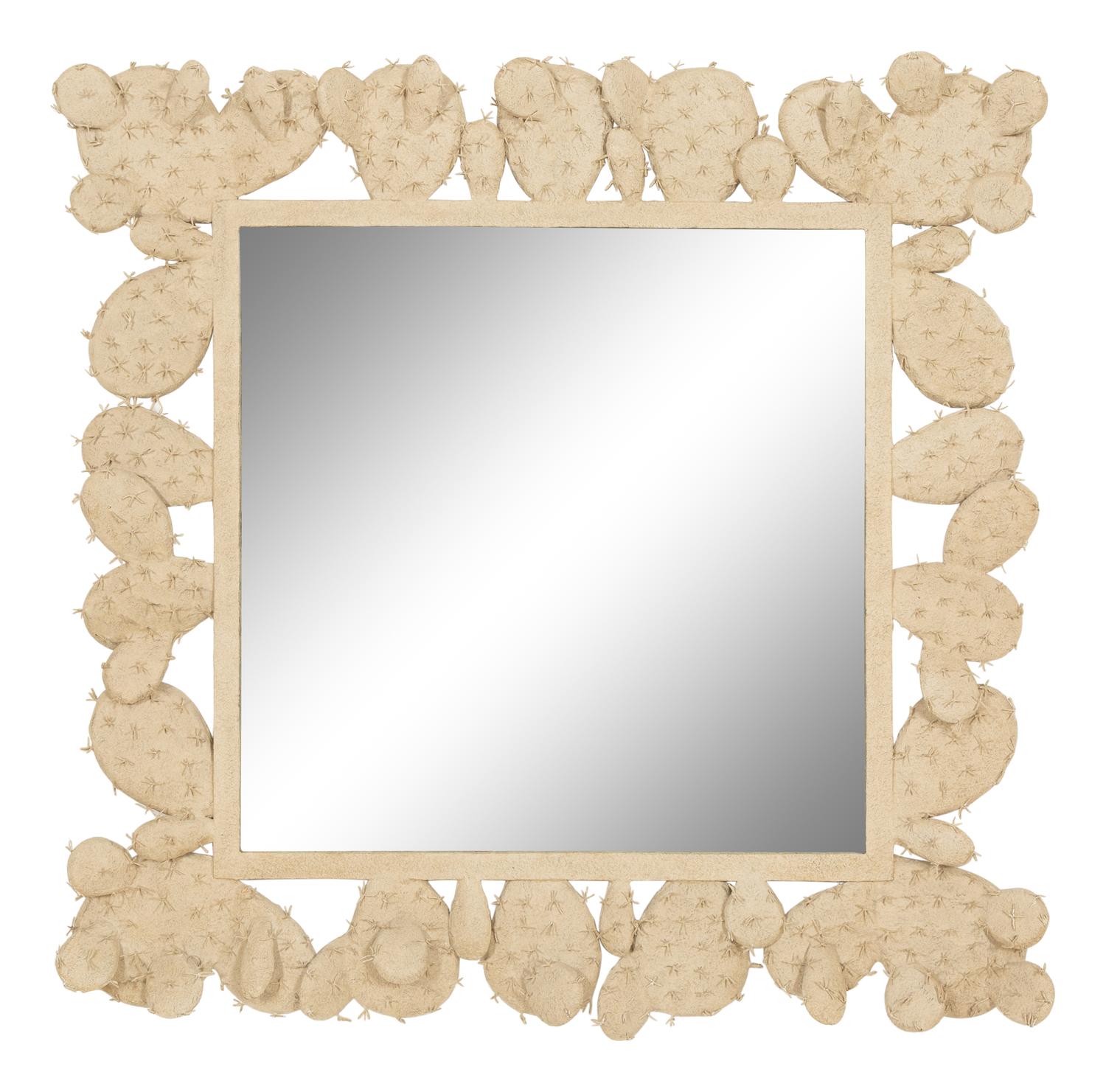 A Whimsical Painted Metal Cactus Framed Mirror