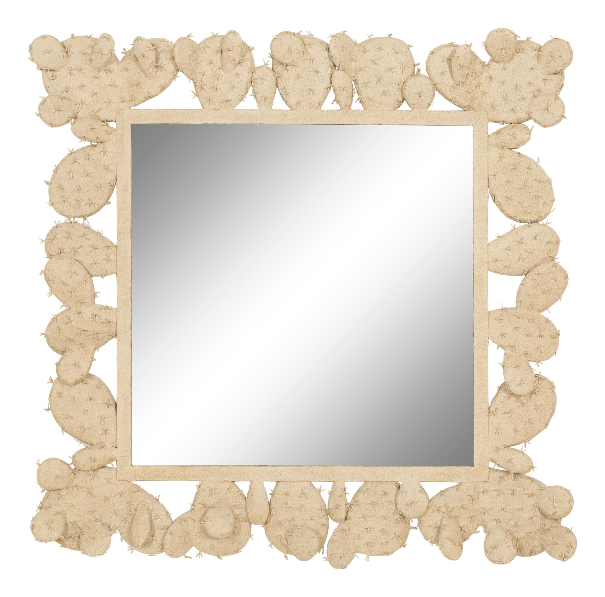 A Whimsical Painted Metal Cactus Framed Mirror