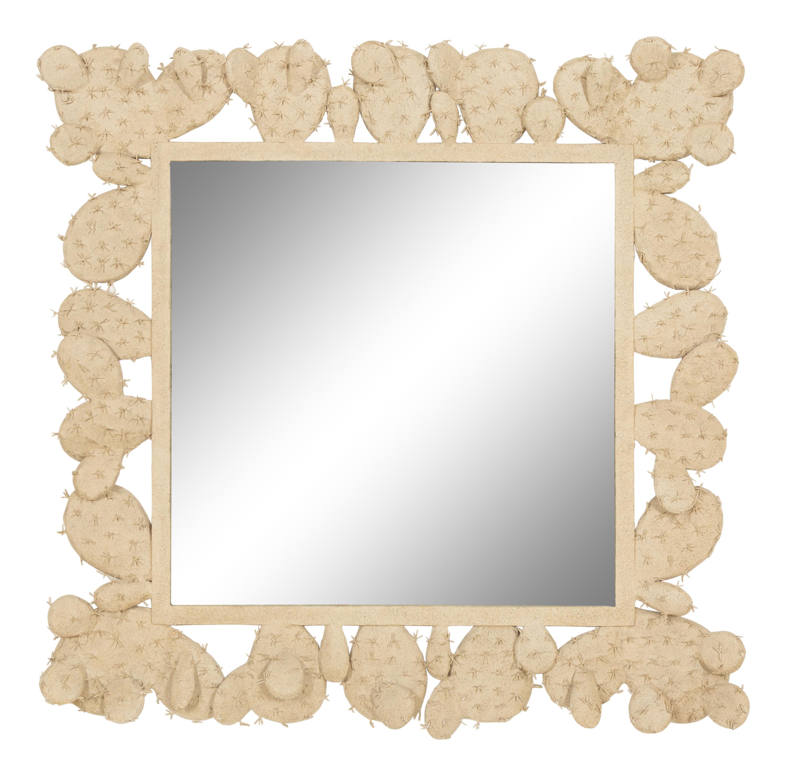 A Whimsical Painted Metal Cactus Framed Mirror