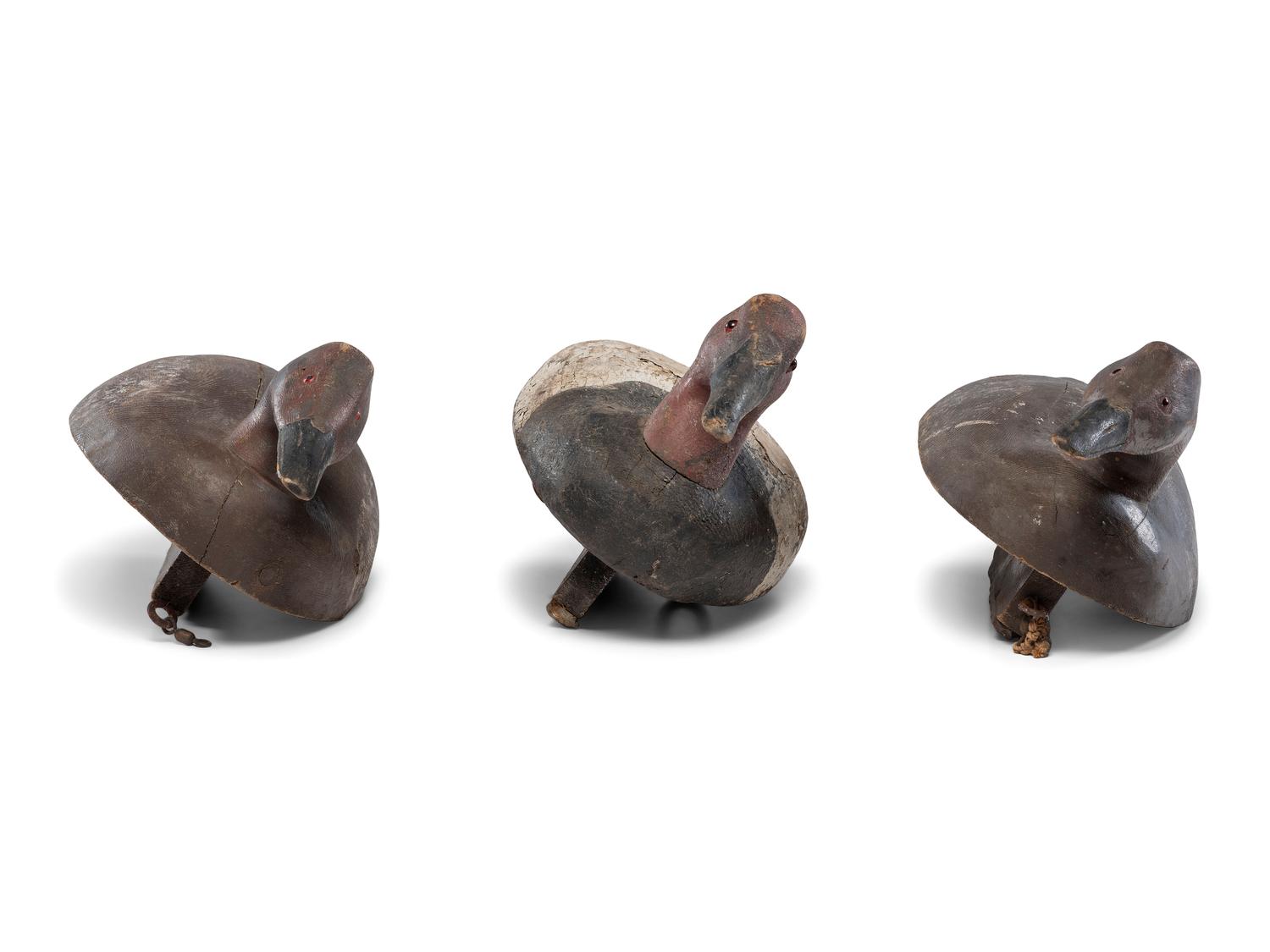 Three Carved and Painted Wood Duck Decoys