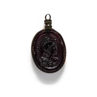 A Neoclassical Glass Cameo Pendant of Minerva