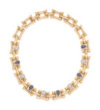 YELLOW GOLD, DIAMOND AND SAPPHIRE CONVERTIBLE NECKLACE