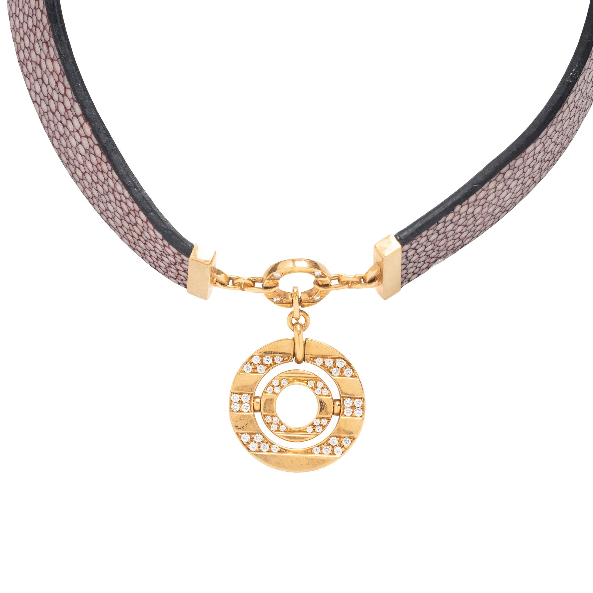 Bulgari, 'Astrale', Yellow Gold, Diamond, and Galuchat Collar Necklace