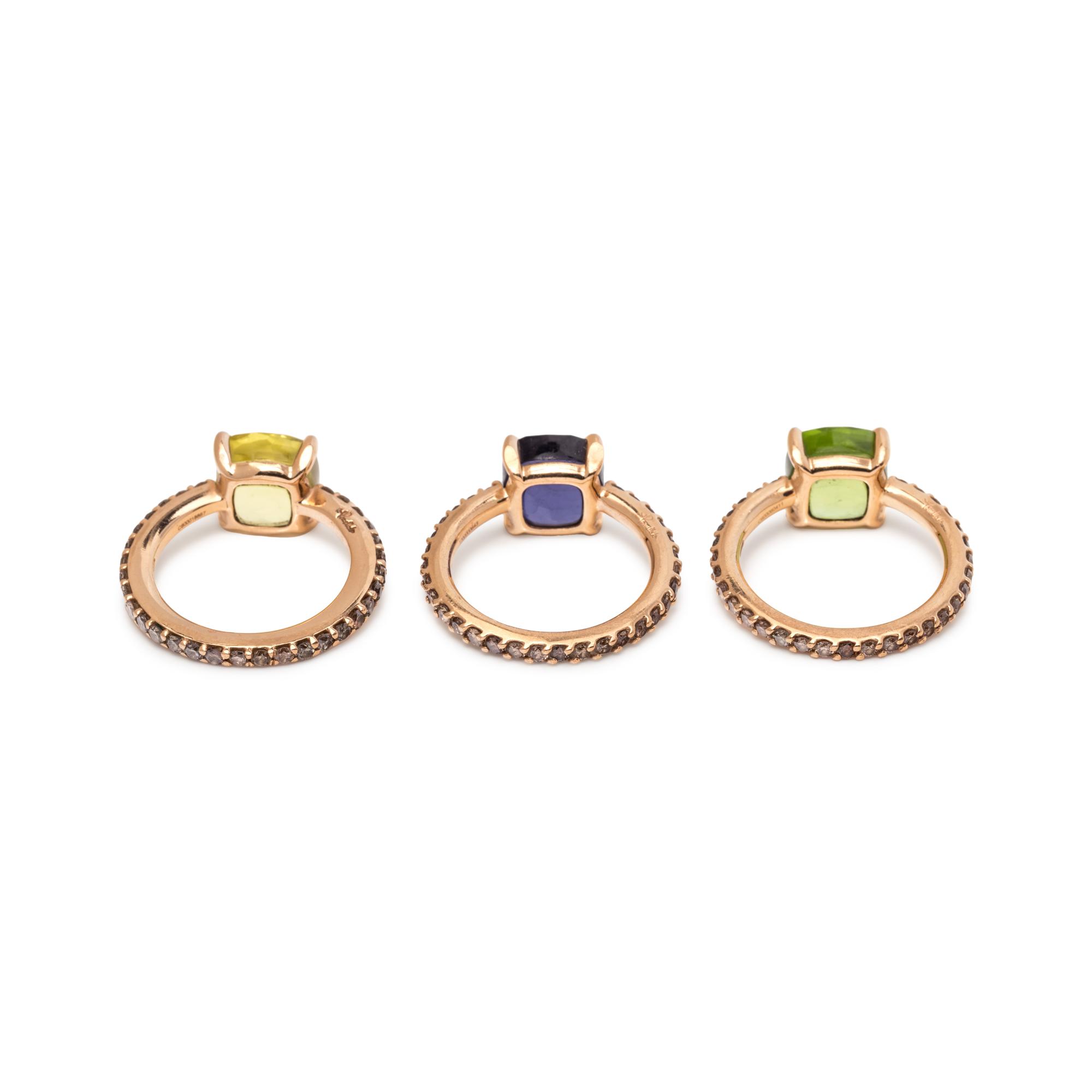 POMELLATO, GEMSTONE AND COLORED DIAMOND 'BABY' RING SET